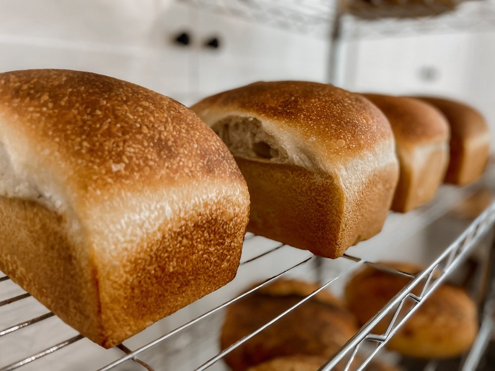 Freshly baked sourdough loaf